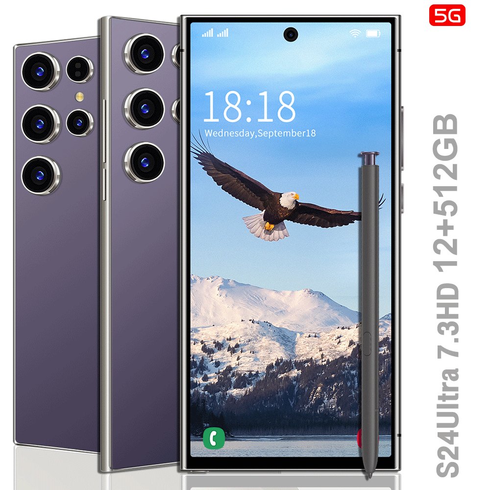 S24Ultra Smart Phone - 7.3" HD Screen, Android 14, Dual SIM Dual Standby, 6+128GB, 128GB Memory Card, Face ID, 5G/4G/3G/GPS